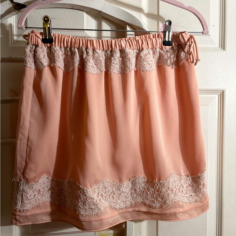 Banana Republic Soft Peach satin and lace top. (Or skirt)
